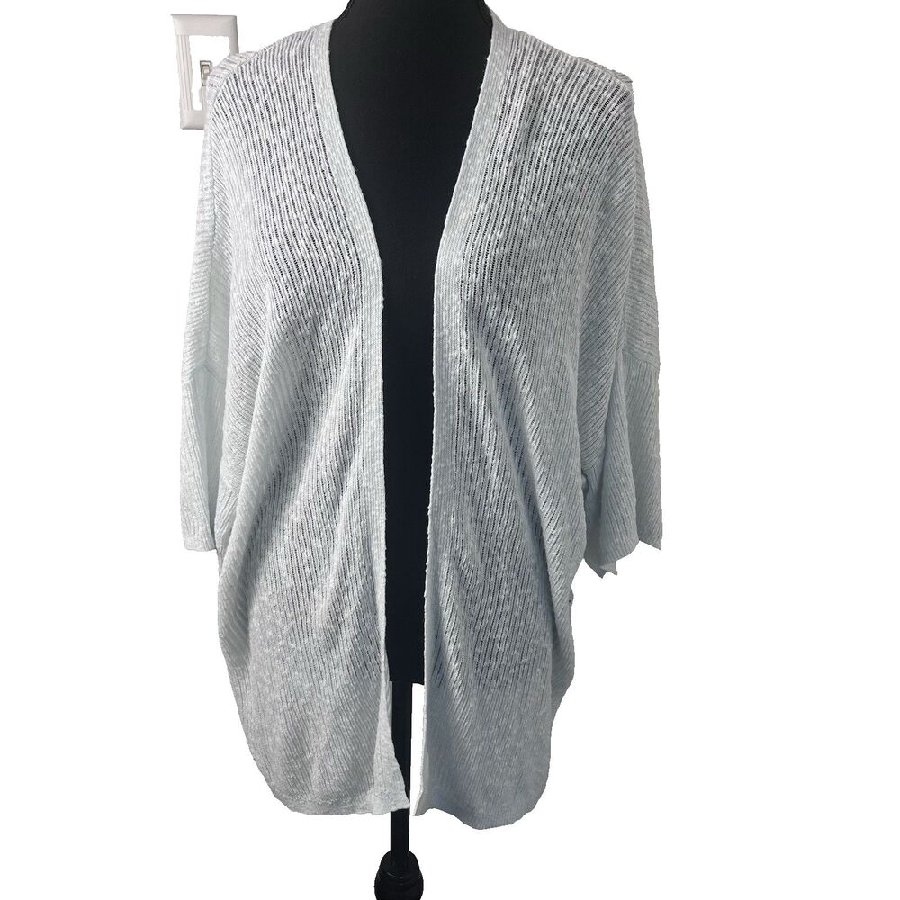 Old Navy‎ Pastel Green Open Front Cardigan Sweater Open Knit Top 3/4 Sleeves